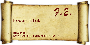 Fodor Elek névjegykártya